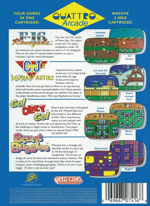 Quattro Arcade (Homebrew) — Box back